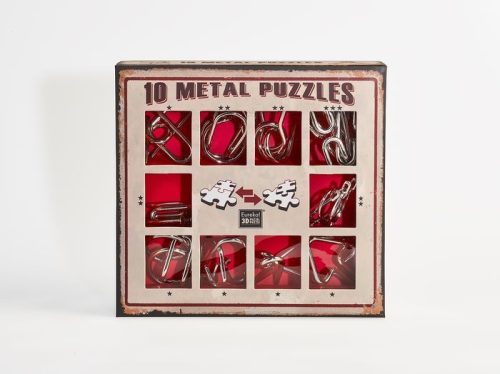 10 Metal Puzzle Set - piros Level 1-3 - Cast - fém ördöglakat