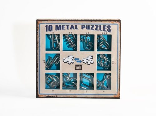 10 Metal Puzzle Set - kék Level 1-3 - Cast - fém ördöglakat