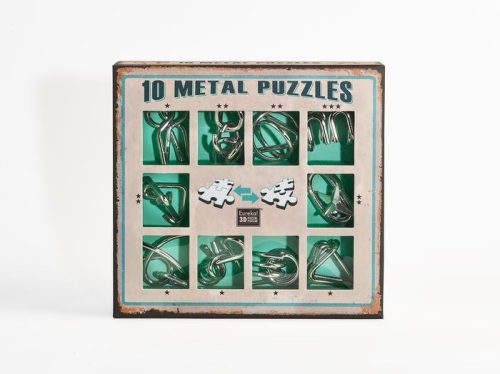 10 Metal Puzzle Set - zöld Level 1-3 - Cast - fém ördöglakat
